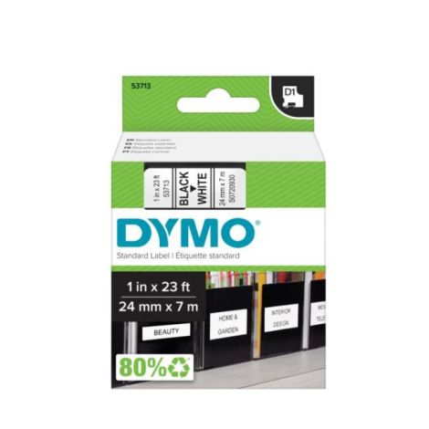 Samolepící páska Dymo D1 24 mm bílá/černá 