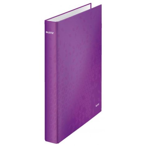 Pořadač 2-kroužkový Leitz WOW laminovaný povrch 4cm purpurový 