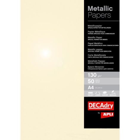 Metalický papír APLI A4 šampaňské, 130g, 50 archů 