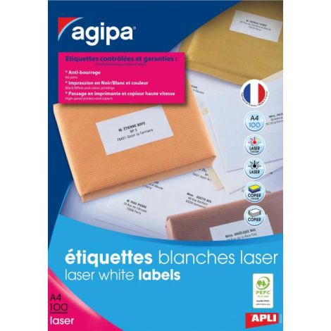 Etikety laser 52,5x29,7mm Agipa A4 100 archů 