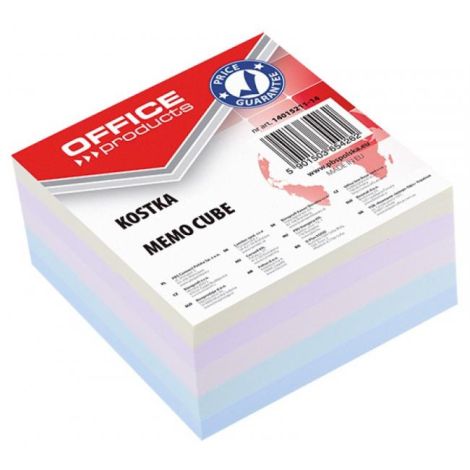 Poznámkový bloček kostka Office products lepená pastelová, 85x85x40 mm