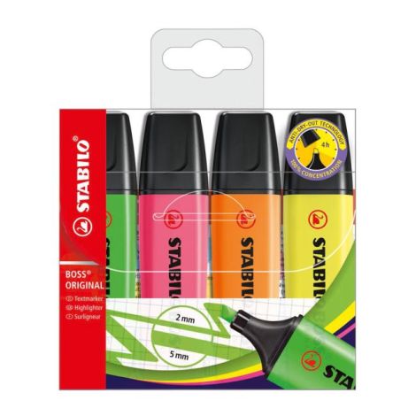 Sada zvýrazňovačů STABILO BOSS ORIGINAL 4S 