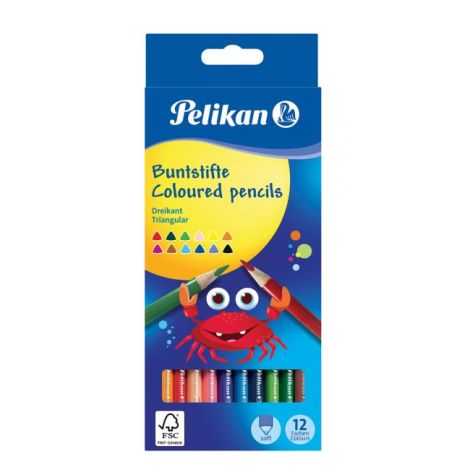 Barvičky Pelikan trojhranné tenké 12 ks