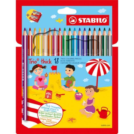 Barvičky STABILO Trio se struhadlem 18ks 