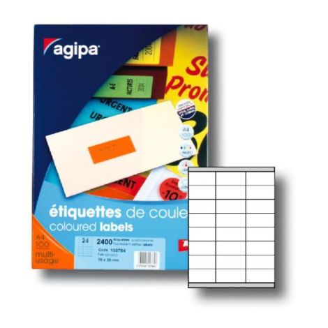 Etikety barevné 70x35mm APLI A4 100 archů fluo oranžové 