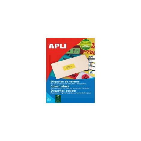 Etikety barevné 210x297mm APLI A4 100 archů fluo červené 