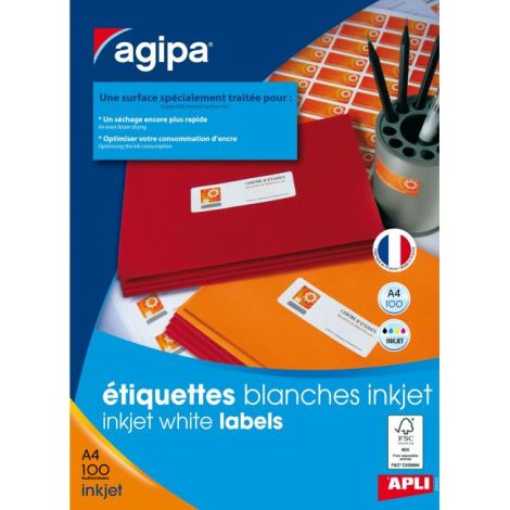 Etikety inkjet 63,5x33,9mm Agipa A4 100 archů