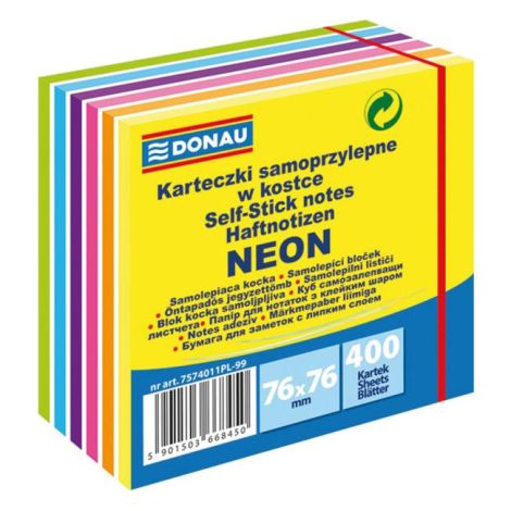 Samolepící bloček DONAU 6 neonových barev 76x76mm 400l