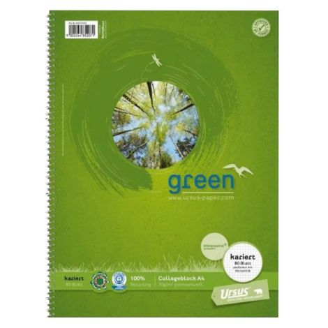 Blok College Format Werk Ursus Green A4 80 listů čtverečkovaný 70g, recyklovaný