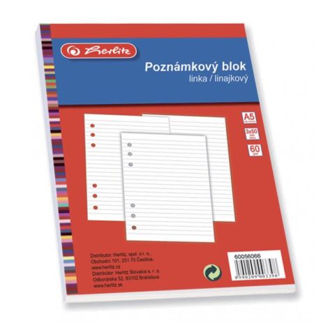 Náplň blok TP Herlitz A5 50 listů linkovaná 3 ks v bal.