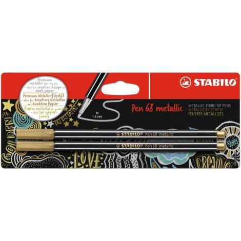 Popisovač STABILO Pen 68 2ks v blistru metalic zlatá