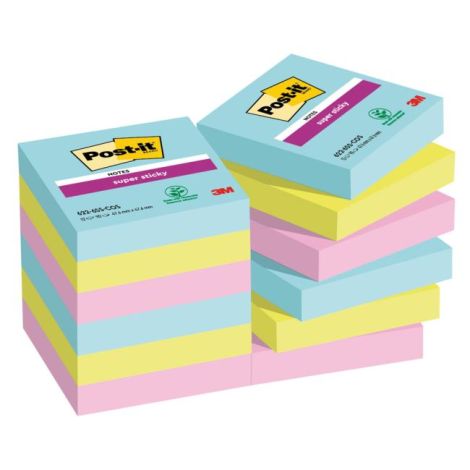 Samolepící bloček Post-it Super Sticky COSMIC 47.6x47.6mm, 12 bločků po 90 lístků 