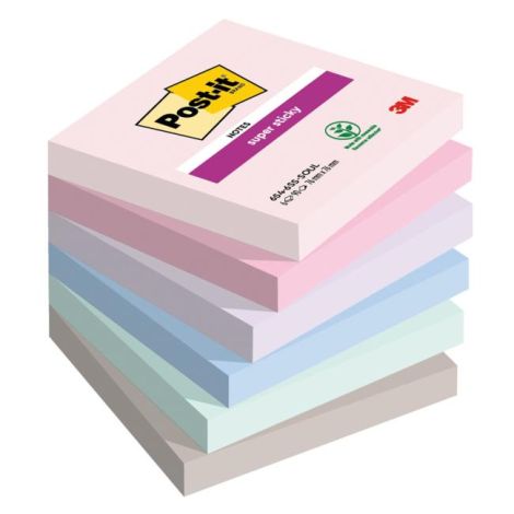 Samolepící bloček Post-it Super Sticky SOULFUL, velikost 76x76 mm, 6 bločků po 90 lístků 
