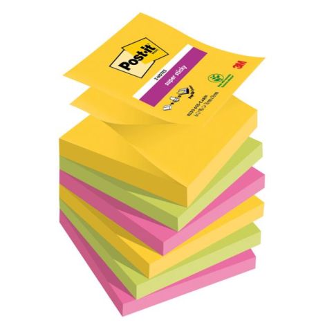 Samolepící Z-bločky Post-it Super Sticky CARNIVAL, velikost 76x76 mm, 6 bločků po 90 lístků 
