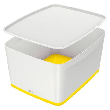 Úložný box s víkem Leitz MyBox, velikost L bílá/žlutá