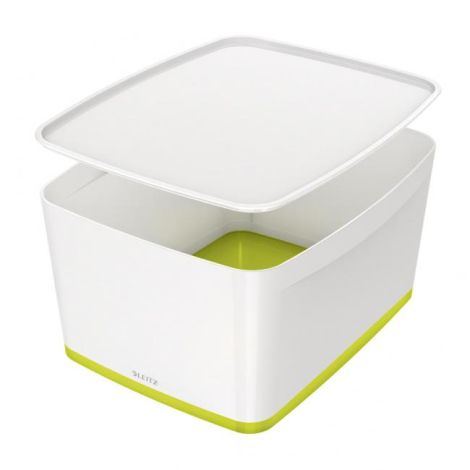 Úložný box s víkem Leitz MyBox, velikost L bílá/zelená;;; 