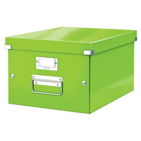 Střední krabice Click & Store metalická zelená 