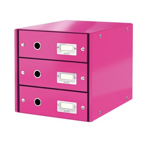 Zásuvkový box Leitz Click & Store 3 zásuvky metalická růžová 