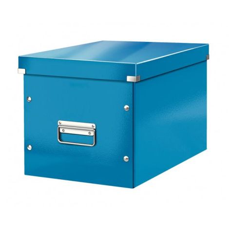 Čtvercová krabice Click & Store A4 metalická modrá 