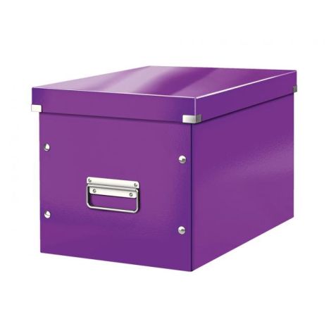 Čtvercová krabice Click & Store A4 metalická purpurová 