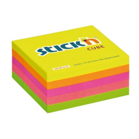 Samolepící bloček Stick`n Hopax mini, 51x51 mm, neon mix 