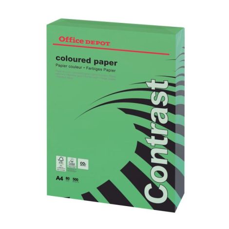 Barevný papír Office Depot A4, intenzivní zelená, 80 g/m2