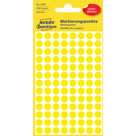 Etikety kruhové 8mm Avery odnímatelné žluté