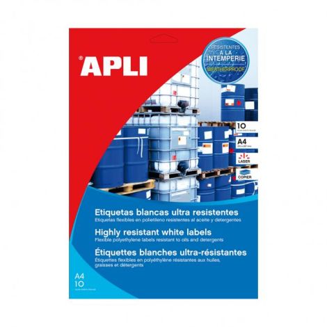 Etikety polyethylenové vysoce odolné 105x148,5 APLI 10 archů bílé