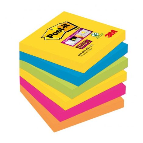 Bločky Post-it Super Sticky `Rio de Janeiro/ Carnival 76x76mm 6 bločků po 90 lístků