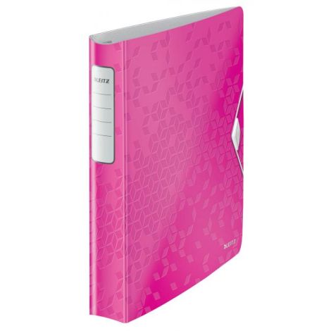 Pořadač 4-kroužkový Leitz Active WOW celoplastový 5,2cm metalický růžový