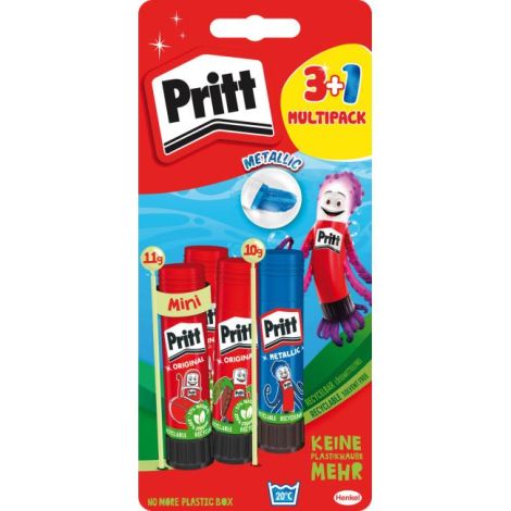 Lepicí tyčinka Pritt Glue Sticks 3x 11g + 1x 10g Metallic Color (Orange or Blue)