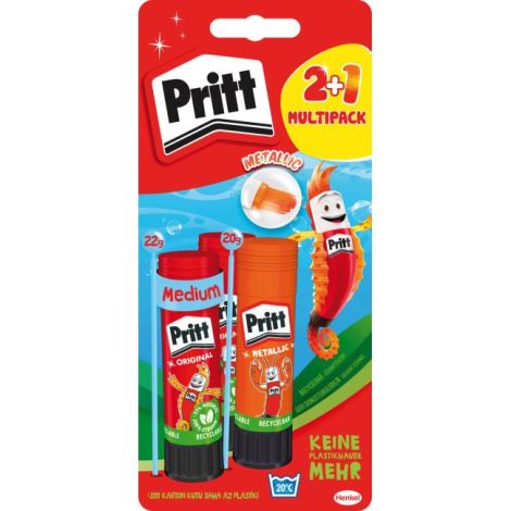Lepicí tyčinkaPritt Glue Sticks 2x 22g + 1x 20g Metallic Color (Orange or Blue)