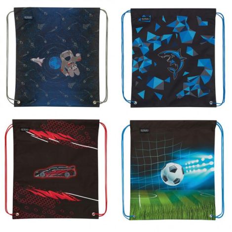 Kapsa na přezůvky Herlitz 36x5x40,5x0,5cm mix Vesmír Žralok Závodní auto červené Fotbal