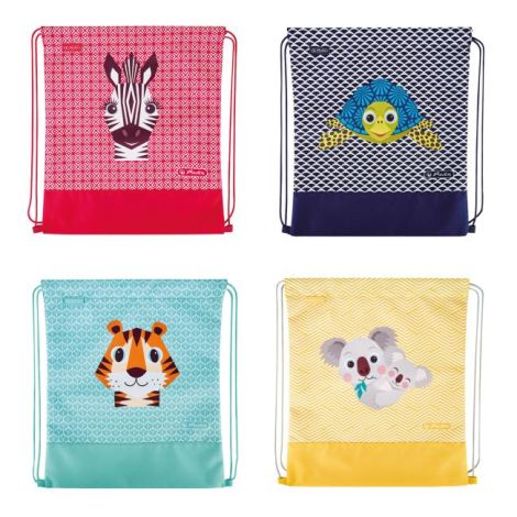 Kapsa na přezůvky Herlitz Cute Animals 36,5x40,5x0,5cm mix Koala, Tiger, Zebra a Želva