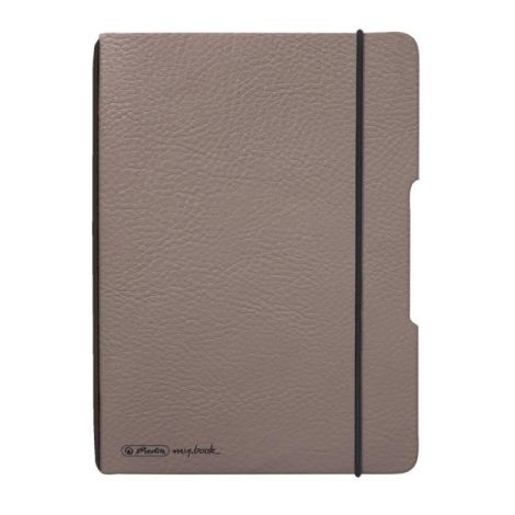 Sešit Herlitz my.book Flex A6 40 listů čtverečkovaný šedohnědá koženka