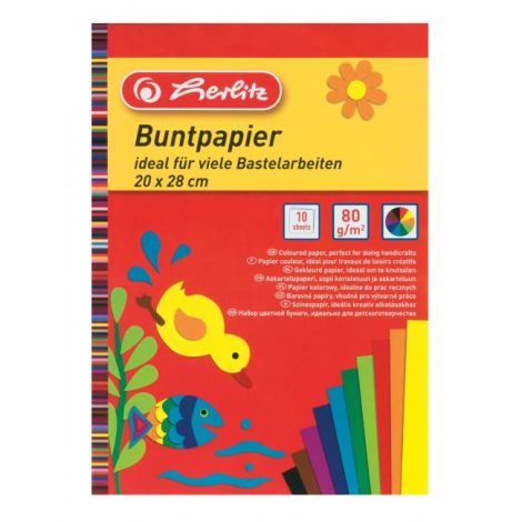 Barevný papír Herlitz 10 listů 20x28cm 80g
