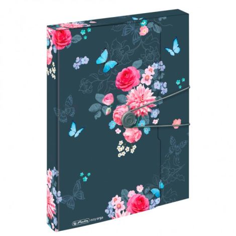 Plastový box s gumičkou Herlitz Ladylike A4 PP Květiny