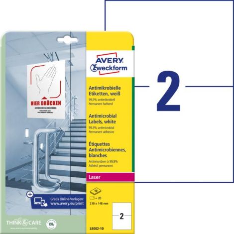 Etikety antimikrobiální 210x148mm Avery A4 bílé 10 archů