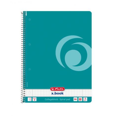 Poznámkový blok College Herlitz A4 80 listů Color Blocking čtverečkovaný baltský modrý