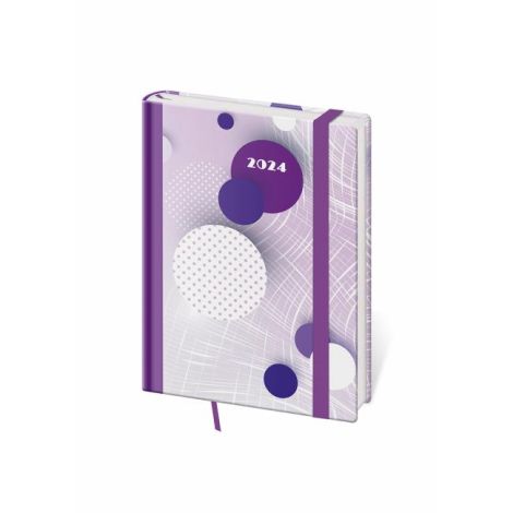 Diář Vario denní B6 12x16,5cm s gumičkou Bubbles 2024