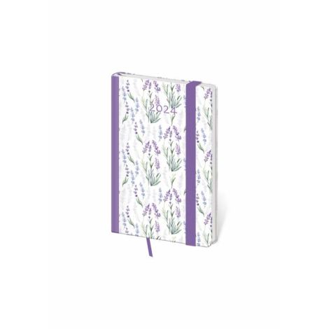 Diář Vario týdenní kapesní 9x14cm s gumičkou Lavender 2024