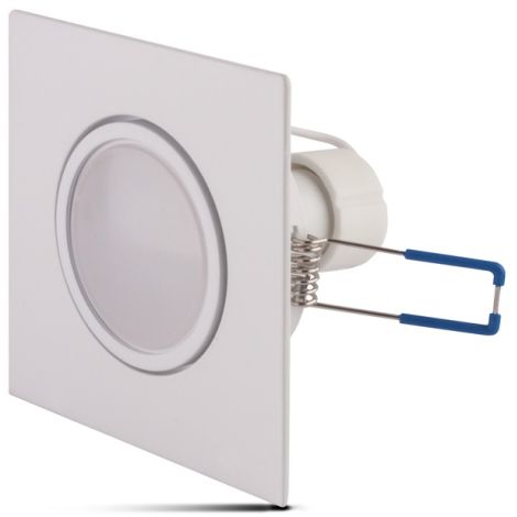 Čtvercový bílý rámeček + LED žárovka GU10, 5W, 230V, 3000K, bílá teplá + zásuvka GU10