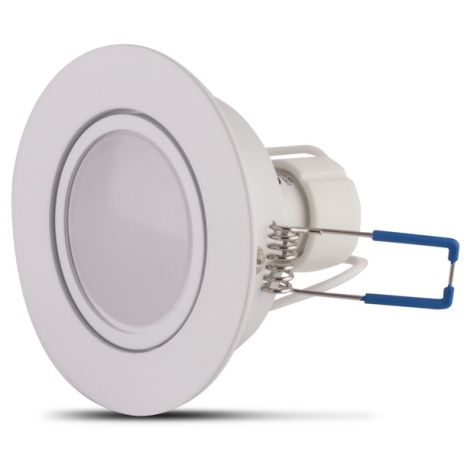 Kulatý bílý rámeček + LED žárovka GU10, 5W, 230V, 3000K, bílá teplá + zásuvka GU10