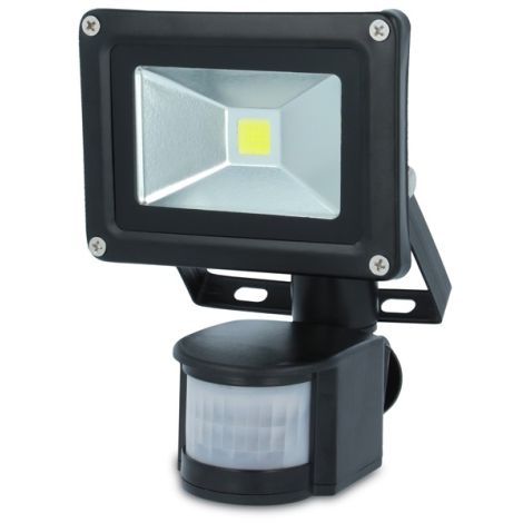 LED reflektor 10W + senzor pohybu, 6000K, bílá studená