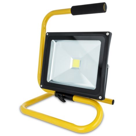 LED reflektor 30W + stojan, 6000K, bílá studená