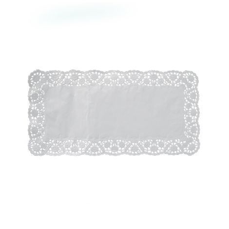 Dekorační krajka (PAP) hranatá bílá 30 x 18 cm [100 ks]