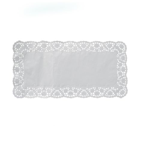 Dekorační krajka (PAP) hranatá bílá 38 x 25 cm [100 ks]