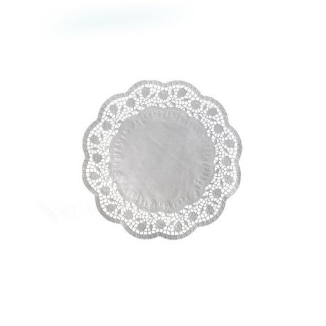 Dekorační krajka (PAP) kulatá bílá Ø14cm [100 ks]