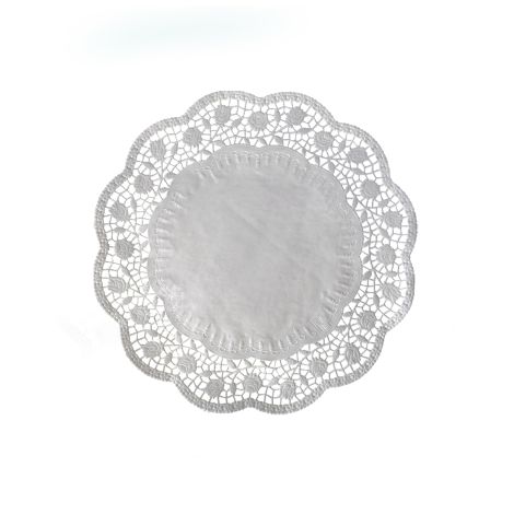 Dekorační krajka (PAP) kulatá bílá Ø24cm [100 ks]
