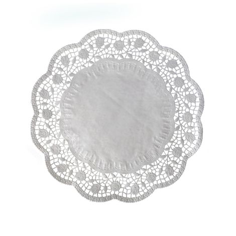 Dekorační krajka (PAP) kulatá bílá Ø30cm [100 ks]
